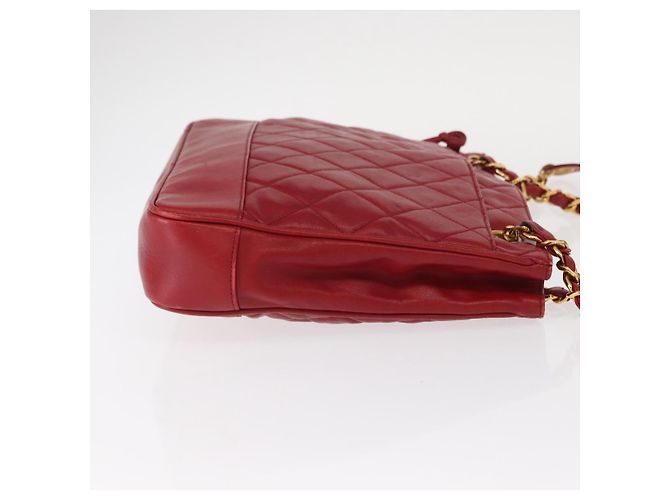 CHANEL Borsa a Spalla Matelassé in Pelle di Agnello Rossa Oro CC Auth BA9195 Rosso D'oro - vista 3