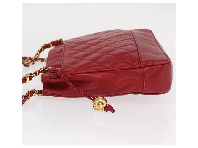 CHANEL Borsa a Spalla Matelassé in Pelle di Agnello Rossa Oro CC Auth BA9195 Rosso D'oro - vista 4