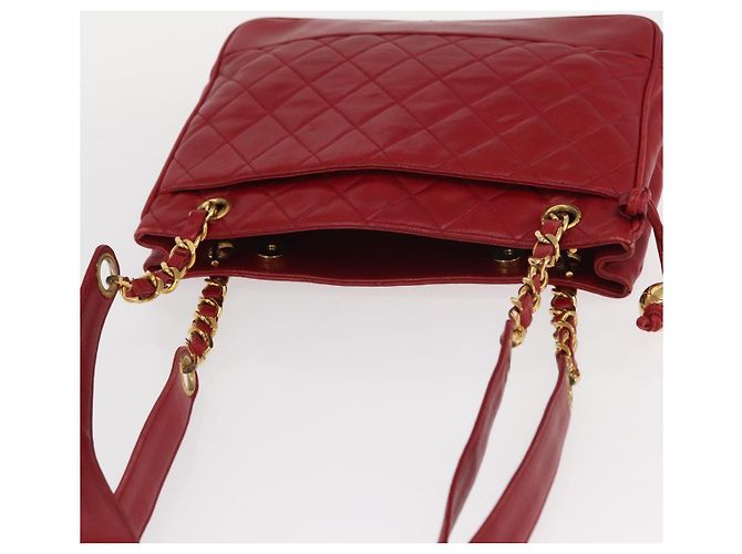 CHANEL Borsa a Spalla Matelassé in Pelle di Agnello Rossa Oro CC Auth BA9195 Rosso D'oro - vista 6