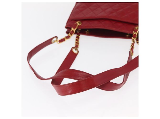 CHANEL Borsa a Spalla Matelassé in Pelle di Agnello Rossa Oro CC Auth BA9195 Rosso D'oro - vista 7