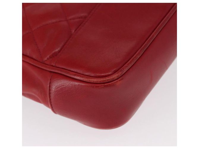 CHANEL Borsa a Spalla Matelassé in Pelle di Agnello Rossa Oro CC Auth BA9195 Rosso D'oro - vista 8