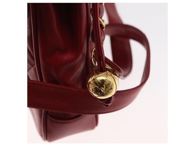 CHANEL Borsa a Spalla Matelassé in Pelle di Agnello Rossa Oro CC Auth BA9195 Rosso D'oro - vista 9