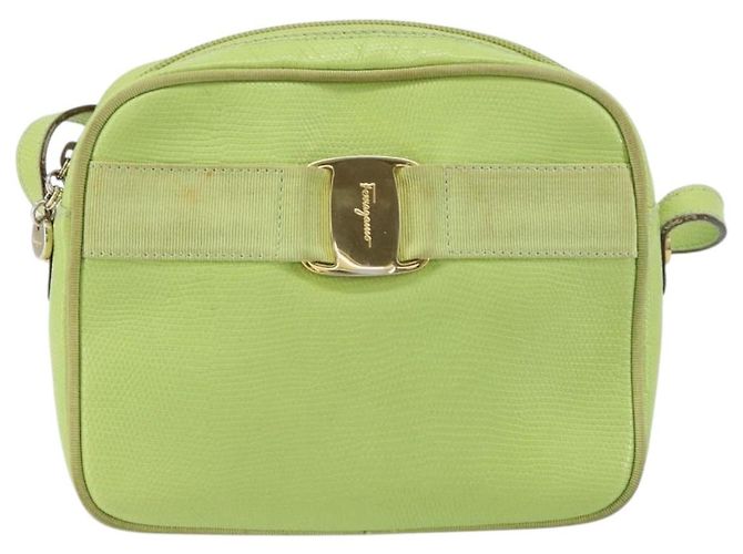 Borsa a Spalla Vala in Pelle Embossata Verde Oro Auth BA8918 di Salvatore Ferragamo D'oro - vista 13