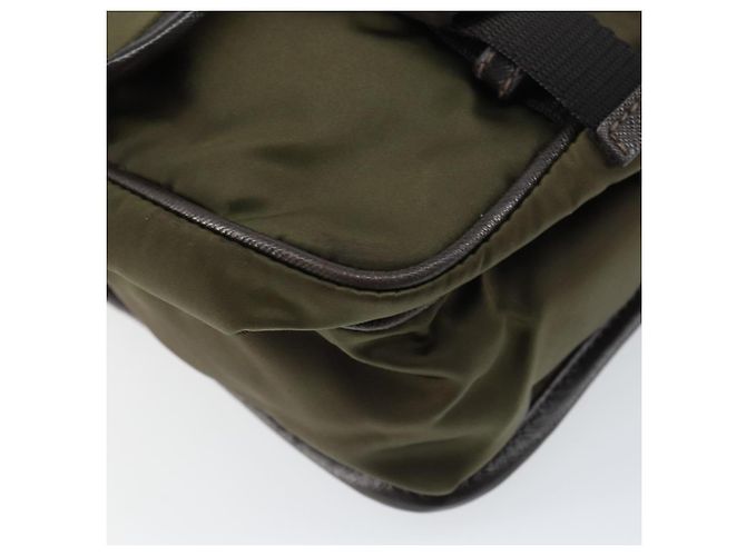 PRADA Schultertasche Nylon Khaki Silber Authentisch ka810 - Ansicht 15