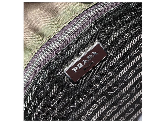 PRADA Schultertasche Nylon Khaki Silber Authentisch ka810 - Ansicht 19