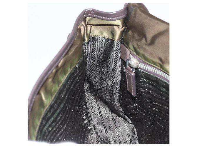 PRADA Schultertasche Nylon Khaki Silber Authentisch ka810 - Ansicht 21