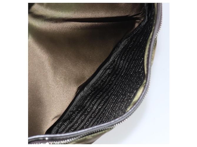 PRADA Schultertasche Nylon Khaki Silber Authentisch ka810 - Ansicht 24