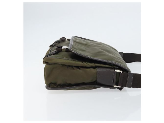 PRADA Schultertasche Nylon Khaki Silber Authentisch ka810 - Ansicht 3