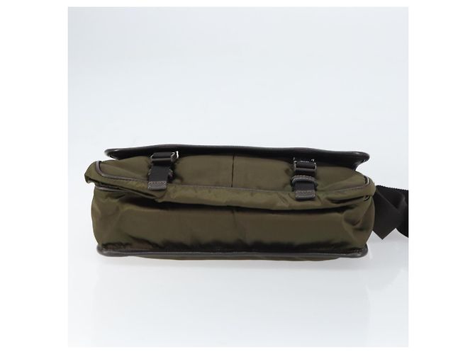 PRADA Schultertasche Nylon Khaki Silber Authentisch ka810 - Ansicht 5