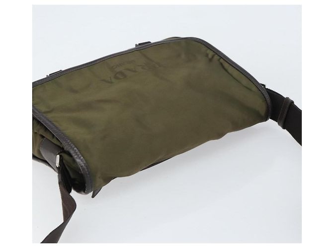 PRADA Schultertasche Nylon Khaki Silber Authentisch ka810 - Ansicht 6
