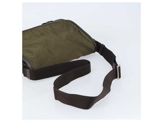 PRADA Schultertasche Nylon Khaki Silber Authentisch ka810 - Ansicht 7