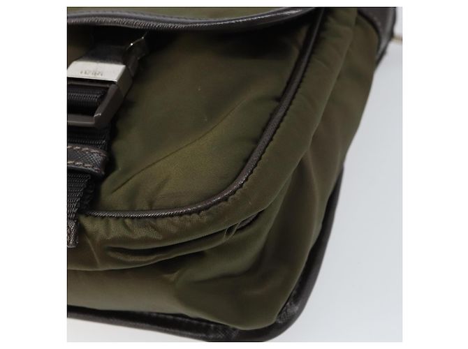 PRADA Schultertasche Nylon Khaki Silber Authentisch ka810 - Ansicht 8