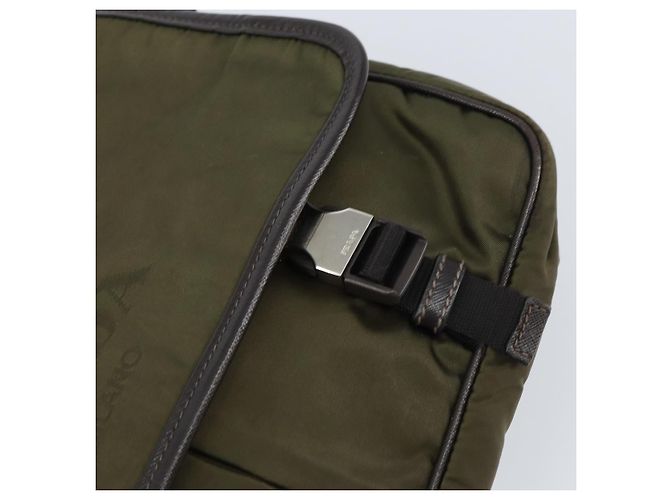PRADA Schultertasche Nylon Khaki Silber Authentisch ka810 - Ansicht 9