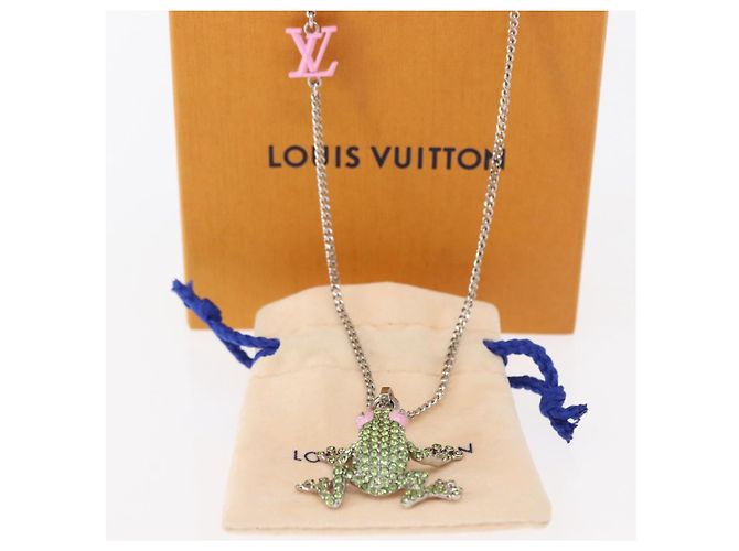 Louis Vuitton COLLANA LV Crazy Animals in metallo verde MP3390 Auth 158659M - vista 12