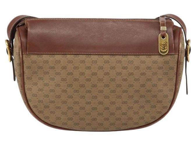 Gucci Borsa a Spalla Micro GG Supreme PVC Beige Oro 001 115 4001 Auth ep12296 D'oro - vista 2