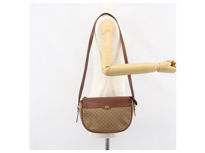 Gucci Borsa a Spalla Micro GG Supreme PVC Beige Oro 001 115 4001 Auth ep12296 D'oro - vista 21