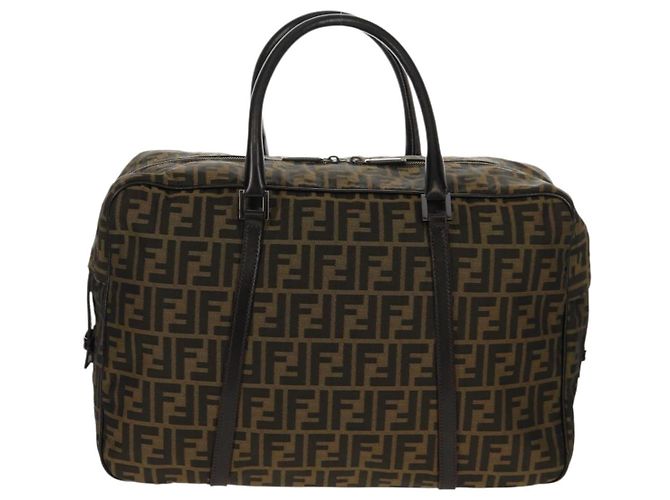 Borsa Boston in tela Zucca FENDI nera e marrone Auth ep12318 Nero - vista 13