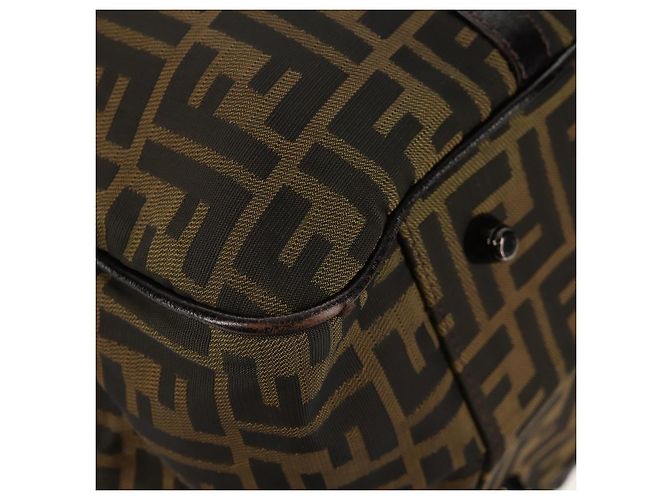 Borsa Boston in tela Zucca FENDI nera e marrone Auth ep12318 Nero - vista 16