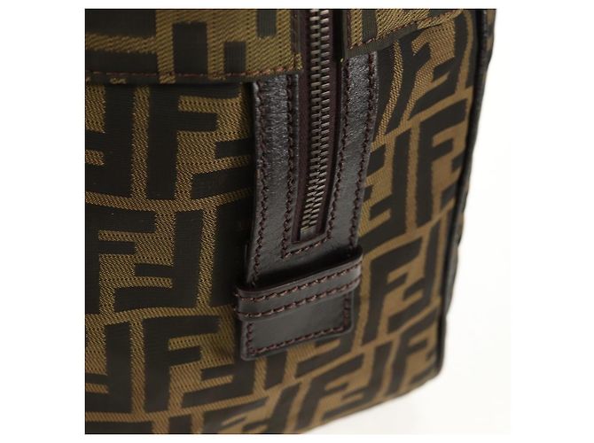 Borsa Boston in tela Zucca FENDI nera e marrone Auth ep12318 Nero - vista 18