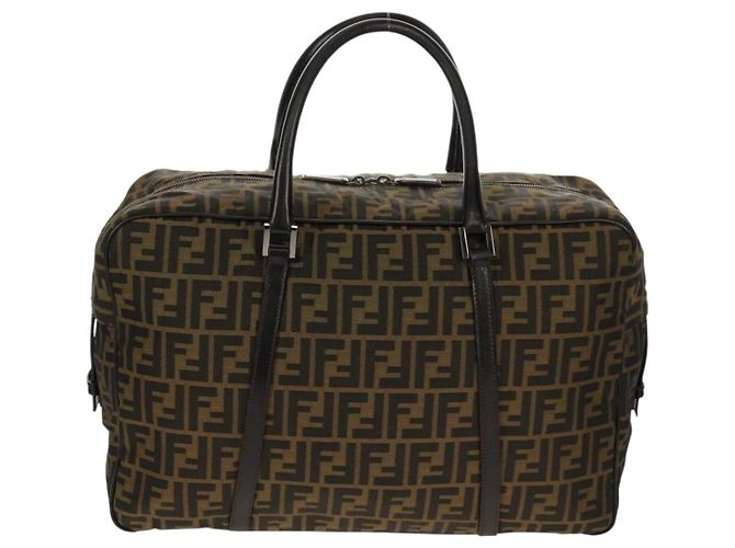 Borsa Boston in tela Zucca FENDI nera e marrone Auth ep12318 Nero - vista 2