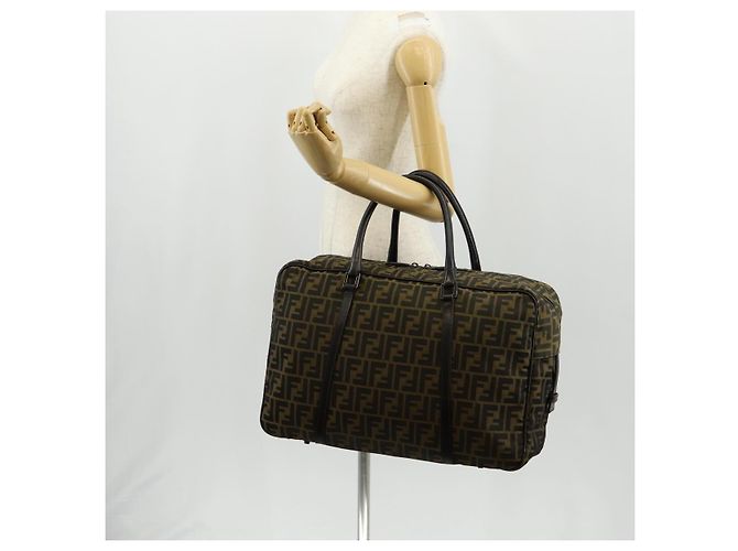 Borsa Boston in tela Zucca FENDI nera e marrone Auth ep12318 Nero - vista 25