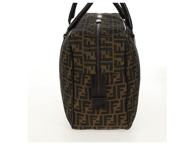 Borsa Boston in tela Zucca FENDI nera e marrone Auth ep12318 Nero - vista 4