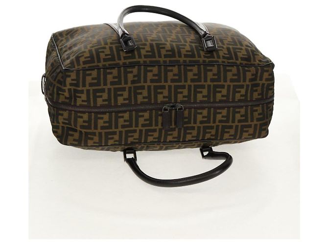 Borsa Boston in tela Zucca FENDI nera e marrone Auth ep12318 Nero - vista 6