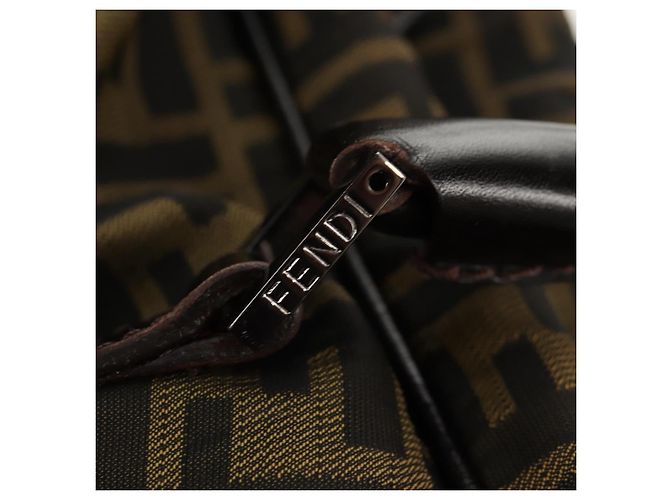Borsa Boston in tela Zucca FENDI nera e marrone Auth ep12318 Nero - vista 9