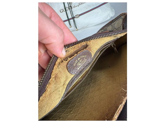 Vintage Gucci Monogramm Schultertasche grau braun - Ansicht 5