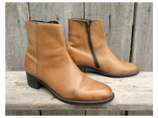 Autre Marque Botines HE Diffusion de cuero marrón claro - vista 2