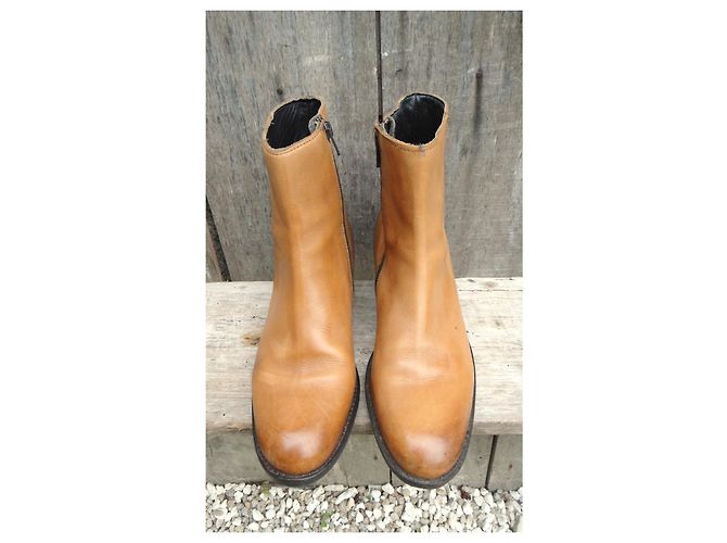 Autre Marque Botines HE Diffusion de cuero marrón claro - vista 3