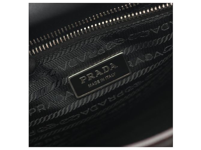 Borsa a spalla in nylon e pelle Saffiano Prada Marrone Nero - vista 4