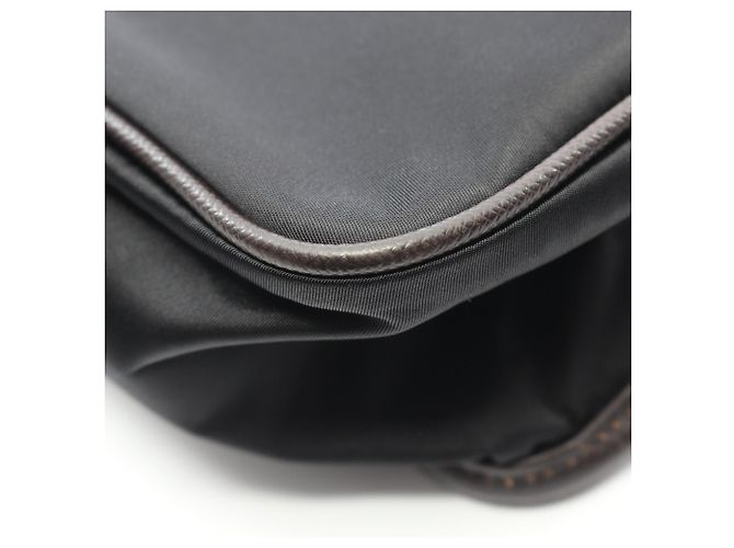 Borsa a spalla in nylon e pelle Saffiano Prada Marrone Nero - vista 5