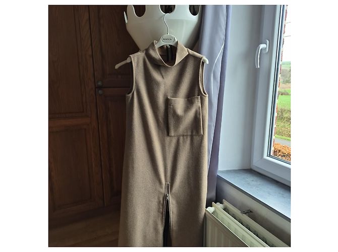 Autre Marque Hache Wollkleid Hellbraun - Ansicht 2