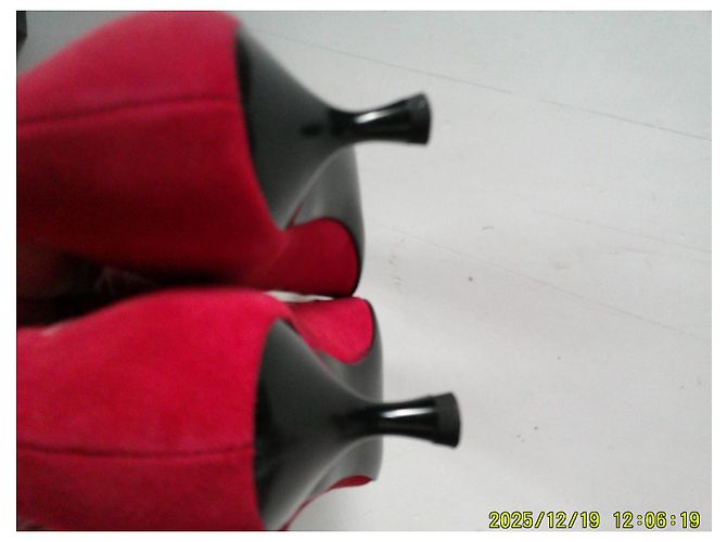 Trussardi Pumps Raspberry Suede Red Leather Pompons Size 36 - view 6