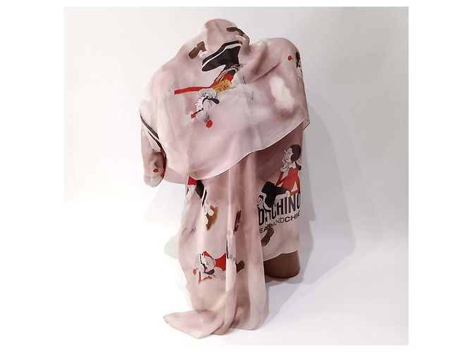 Sciarpa in seta Moschino Cheap And Chic Beige Olive Oyl - vista 3