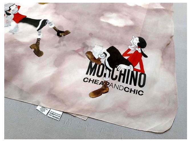 Sciarpa in seta Moschino Cheap And Chic Beige Olive Oyl - vista 7