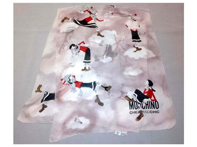 Sciarpa in seta Moschino Cheap And Chic Beige Olive Oyl - vista 8