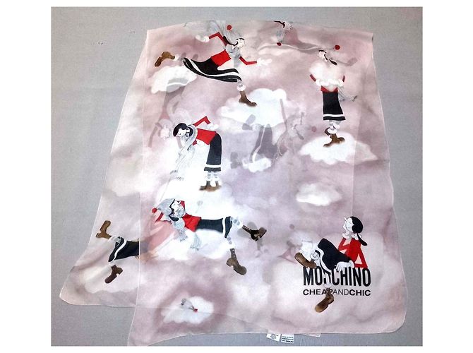 Sciarpa in seta Moschino Cheap And Chic Beige Olive Oyl - vista 9