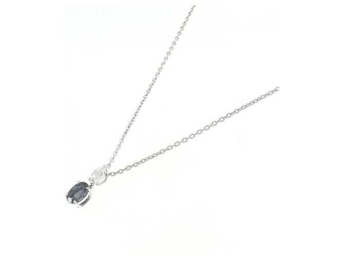 Collana Mikimoto in Au750 con Alessandrite e Diamante Argento - vista 2