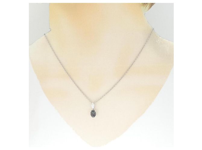 Collana Mikimoto in Au750 con Alessandrite e Diamante Argento - vista 6