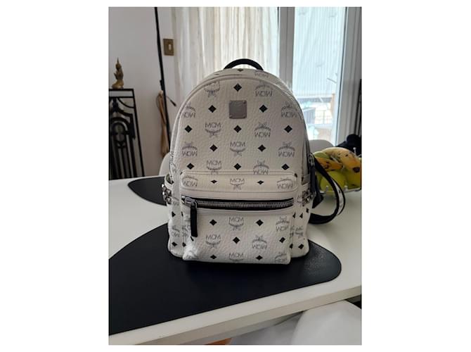 MCM Stark Rucksack Klein Eggshell Leder Aus weiß - Ansicht 2