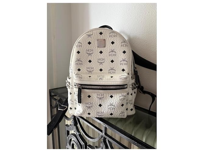 MCM Stark Rucksack Klein Eggshell Leder Aus weiß - Ansicht 3