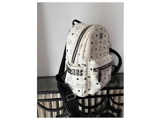 MCM Stark Rucksack Klein Eggshell Leder Aus weiß - Ansicht 4