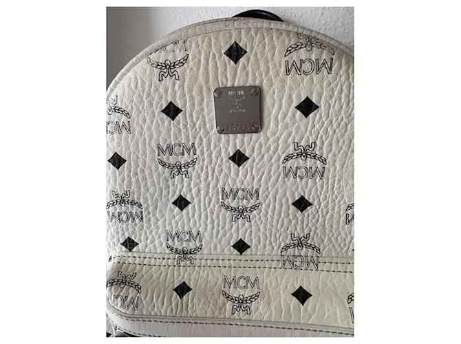 MCM Stark Rucksack Klein Eggshell Leder Aus weiß - Ansicht 5