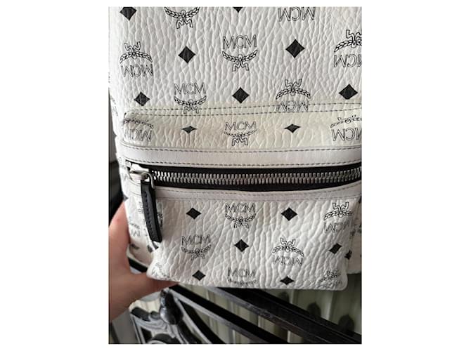 MCM Stark Rucksack Klein Eggshell Leder Aus weiß - Ansicht 6