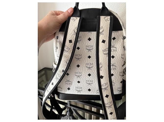 MCM Stark Rucksack Klein Eggshell Leder Aus weiß - Ansicht 7