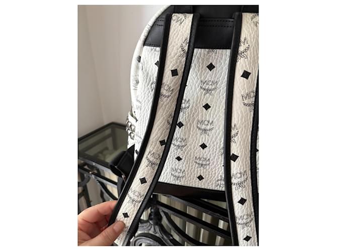 MCM Stark Rucksack Klein Eggshell Leder Aus weiß - Ansicht 8