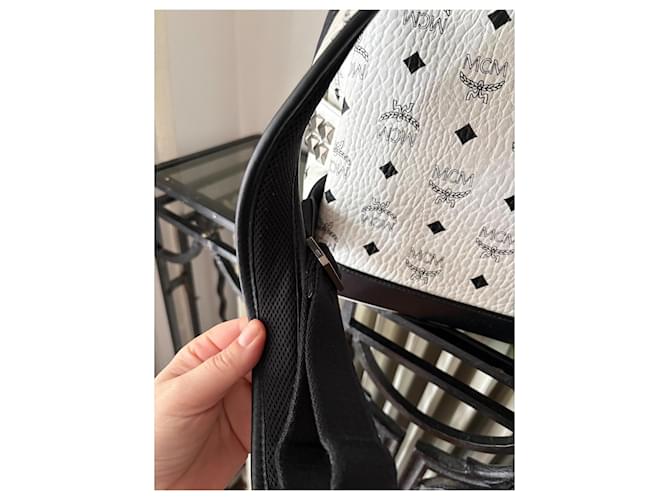 MCM Stark Rucksack Klein Eggshell Leder Aus weiß - Ansicht 9