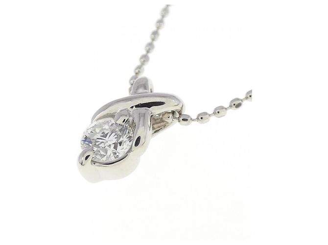 Autre Marque Platin-Diamant-Halskette Silber - Ansicht 3